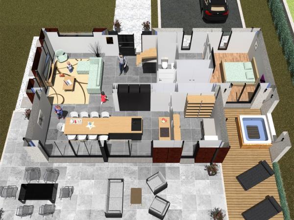 Plan maison d'Architecte R+1 4 chambres - rdc - jardin