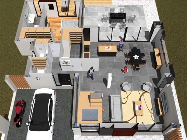 Plan maison R+1 d'Architecte - rez-de-chaussée