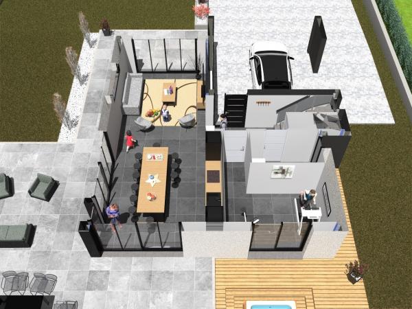 Plans maison R+1 cubique d'Architecte - rez-de-chaussée