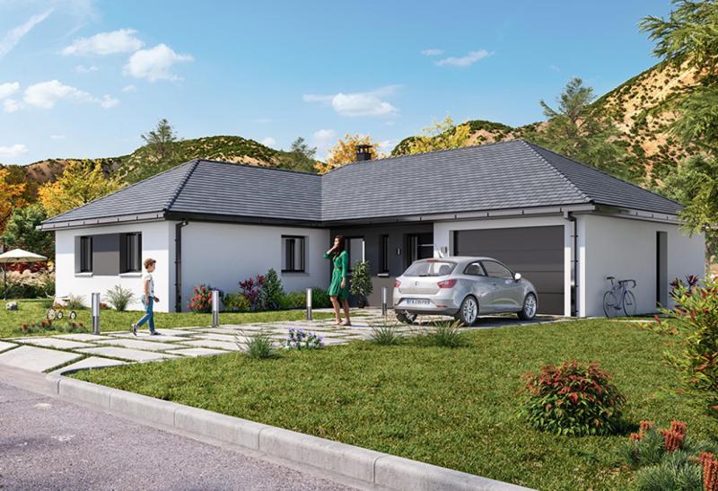 Plan de maison plain-pied de 137 m², 5 pièces, 3 chambres, 1 salle de bain, et avec garage.
