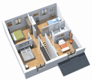 Plan 3D etage de maison contemporaine R+1 Inya