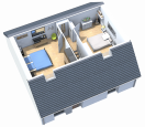 Plan 3D etage de maison traditionnelle R+combles Loya