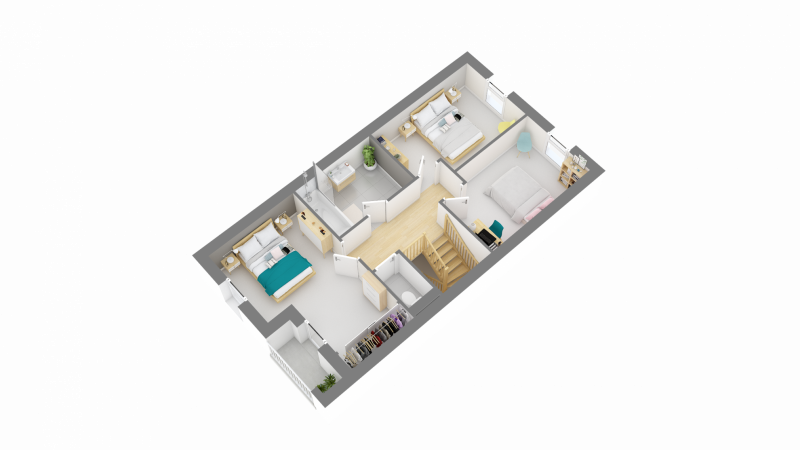 BDL - Plan de maison à étage R+1 - 3 chambres _ PC 120 _ Etage