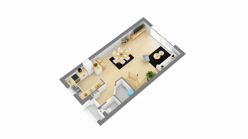 BDL - Plan de maison à étage R+1 - 3 chambres _ PC 120 _ Rez de chaussée