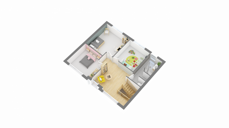 BDL - Plan de maison contemporaine à étage R+1 - 3 chambres - PC 123B _ Etage