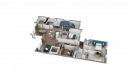 Plan 3D maison contemporaine plain-pied 137m² 3 chambres garage n°136