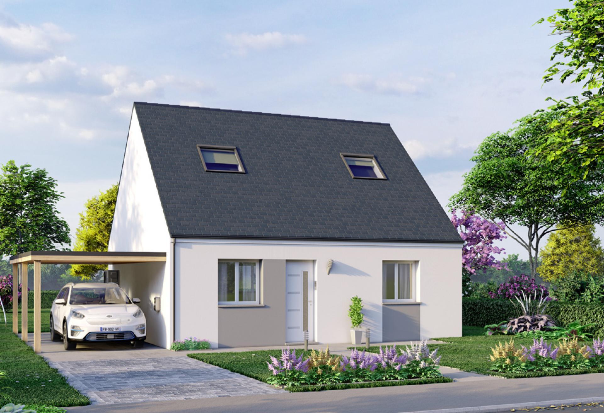 Plan de maison à étage de 78 m², 4 pièces, 3 chambres, 1 salle de bain.