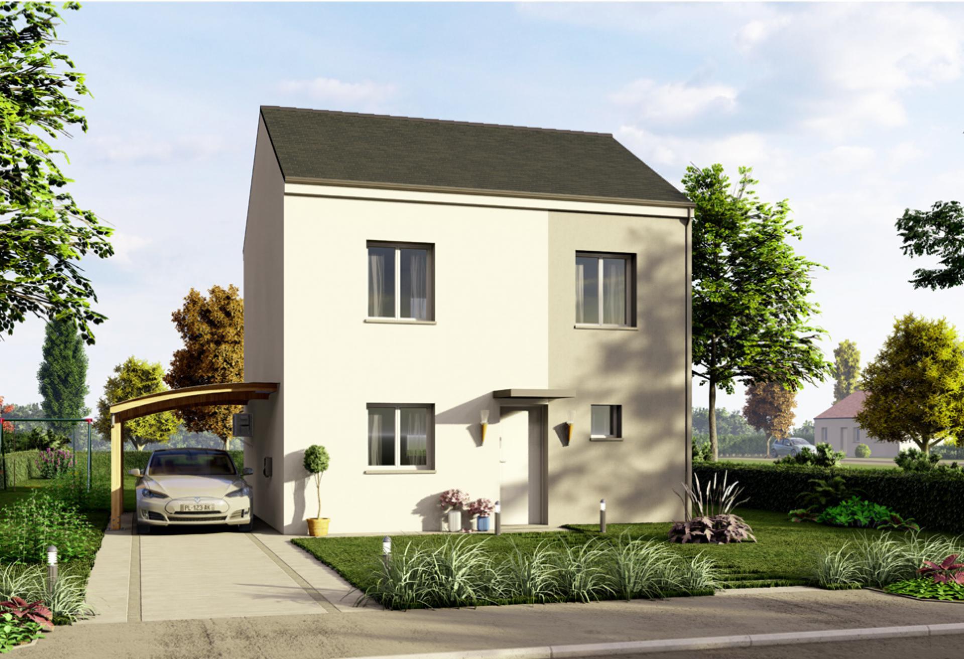 Plan de maison r+1 de 83 m², 4 pièces, 3 chambres, 1 salle de bain.