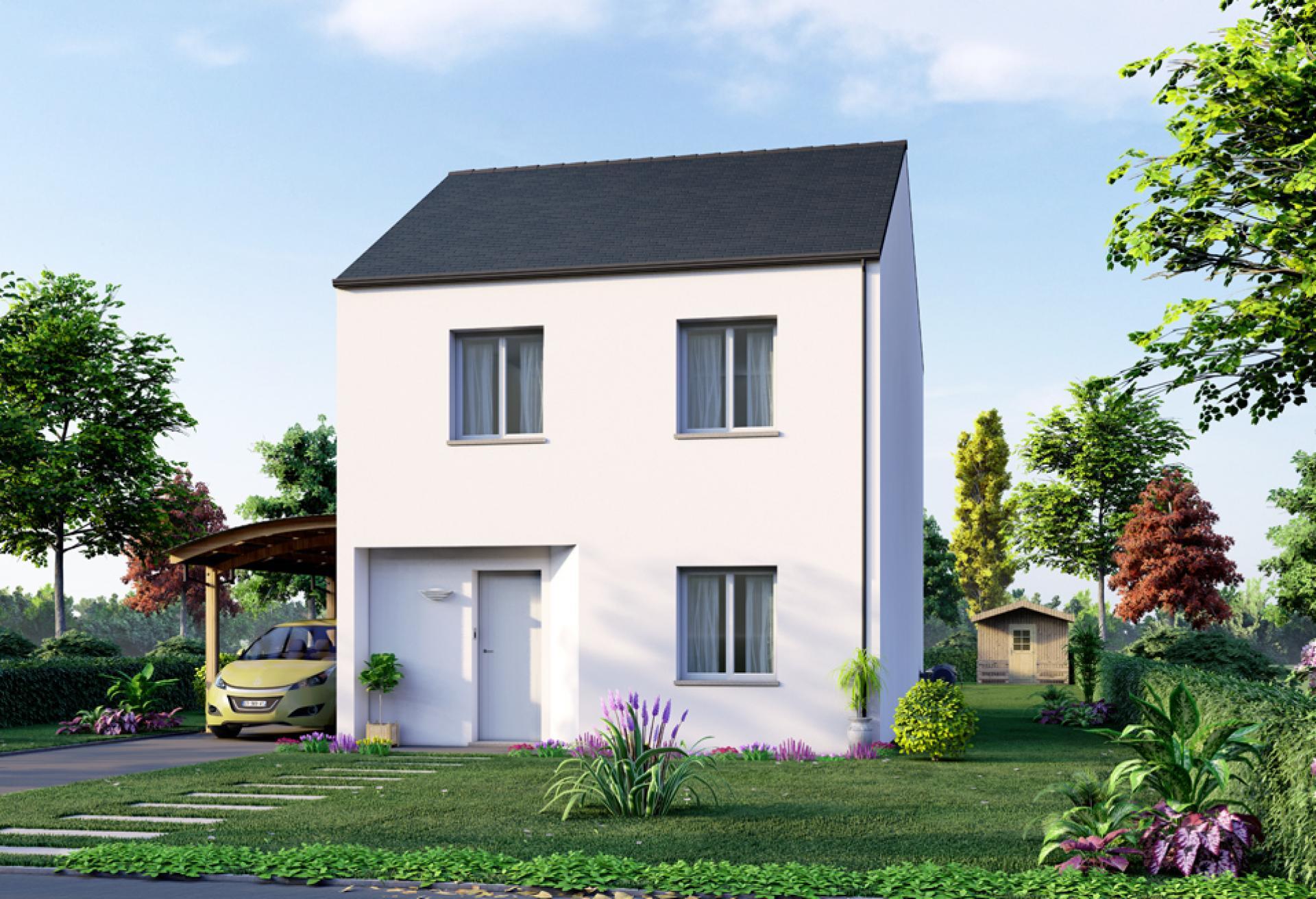 Plan de maison r+1 de 85 m², 4 pièces, 3 chambres, 1 salle de bain.