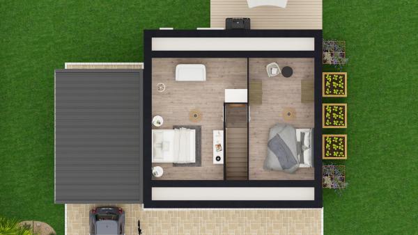 Vue du dessus étage maison individeulle 2 chambres