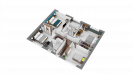 Plan 3D maison R+1 contemporaine 129m² 4 chambres avec garage n°111 - Etage