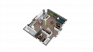 Plan 3D maison R+1 cubique 128m² 5 chambres n°29 - Rez-de-chaussée