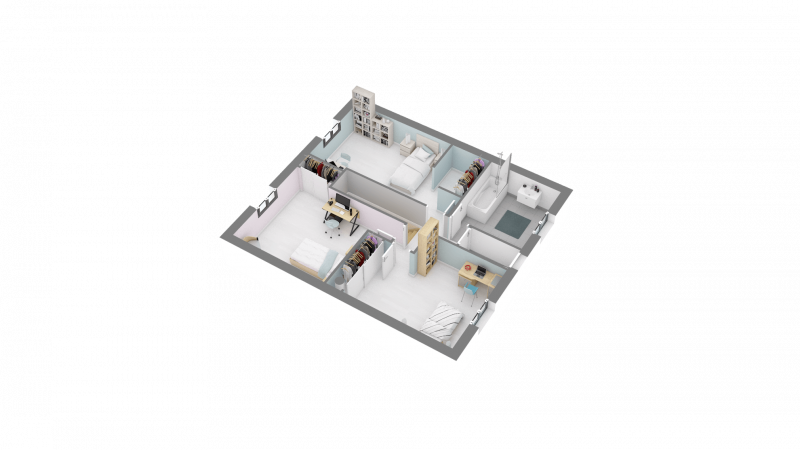 Plan 3D maison R+1 traditionnelle de 117m² 5 chambres n°108 - Etage