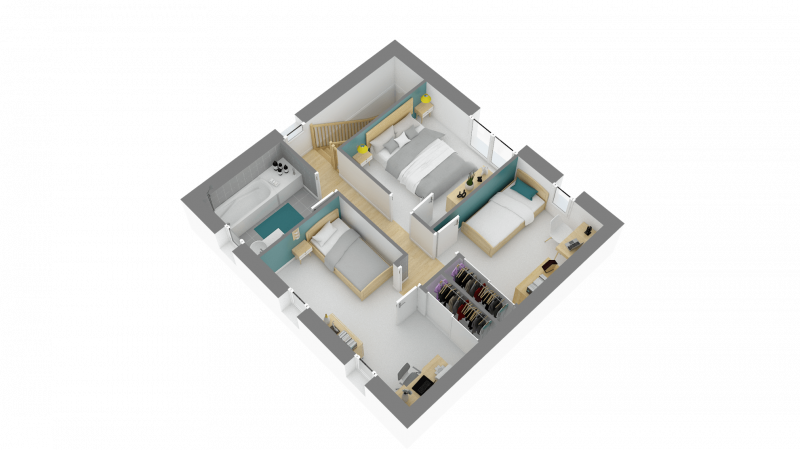Plan de maison contemporaine R+1 - 3 chambres avec garage n°27 - étage