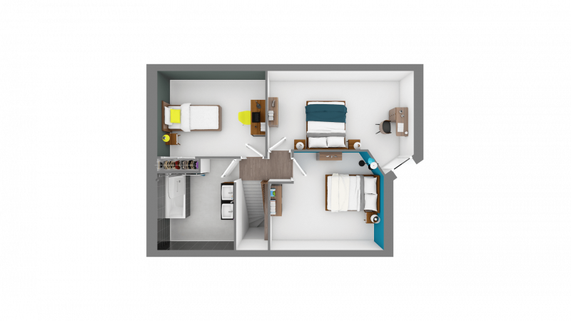 Plan maison à étage contemporaine 89m² 3 chambres avec garage n°38b - Etage