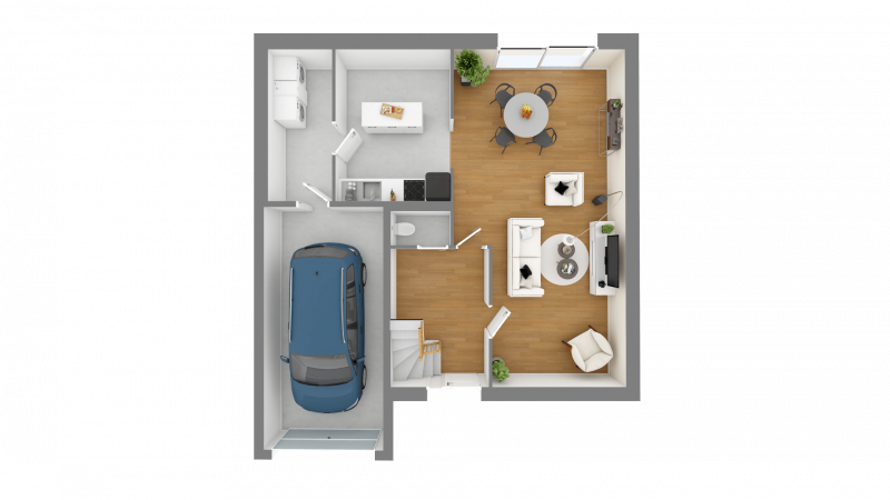 Plan maison traditionnelle à étage 85m² 3 chambres avec garage n°38 - Rez-de-chaussée