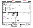 Plan maison R+1 cubique sur-mesure 5 chambres - rez-de-chaussée