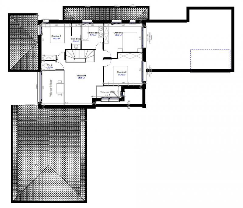 Plan maison R+1 cubique sur-mesure 4 chambres - étage