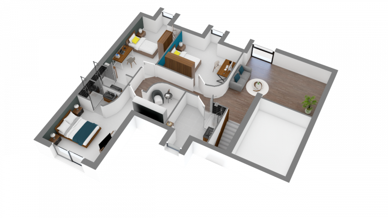 Plan intérieur étagemaison individuelle à étage haut de gamme AH 07