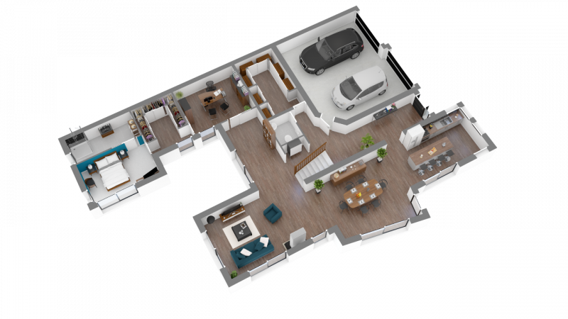 Plan intérieur RDC maison indiviudelle 4 chambres double garage ART HOME 7