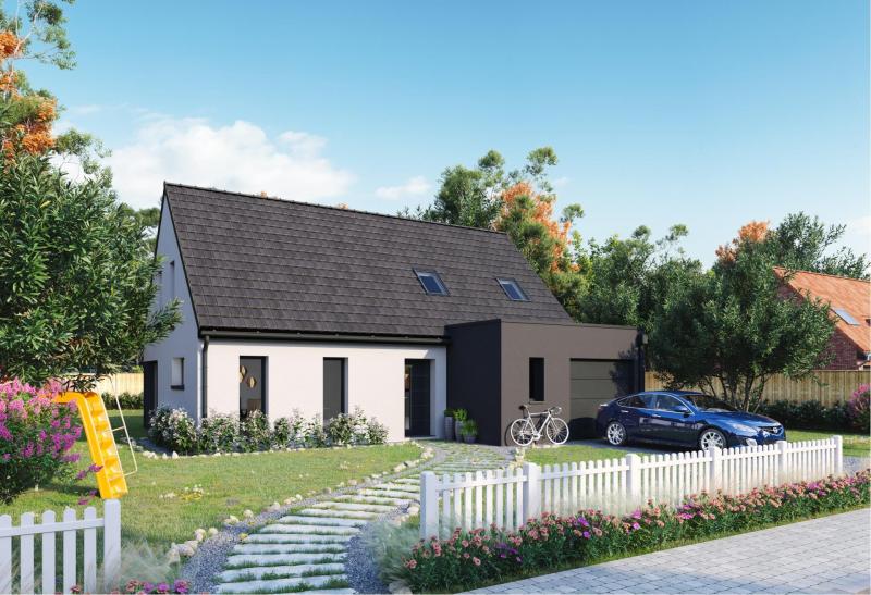 Plan de maison à étage de 121 m², 5 pièces, 4 chambres, 2 salles de bain, et avec garage.