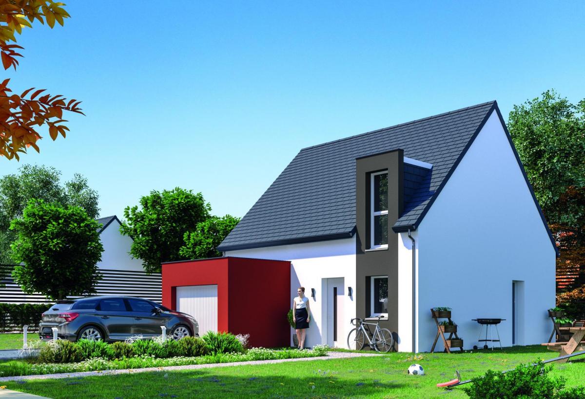 Plan de maison à étage de 78 m², 4 pièces, 1 chambre, 1 salle de bain, et avec garage.