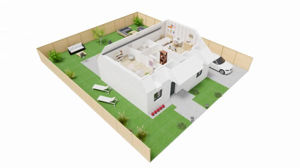 Plan interieur 3D etage maison individuelle a etage FH 05 Groupe BDL