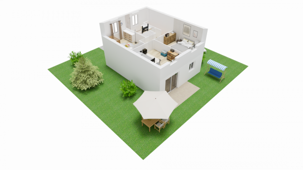 Vue du dessus étage maison individuelle à étage R+1 - 3 chambres - FH107