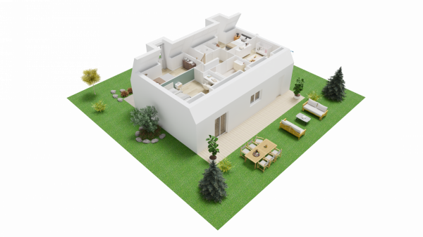 Vue du dessus  plan intérieur étage maison individuelle contepompraine à étage combles 4 chambres et garage _ FH109