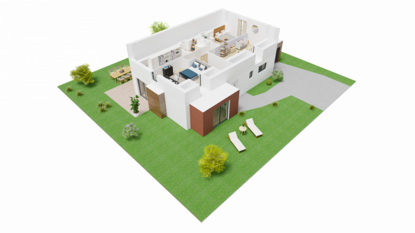 Vue interieure 3D etage maison individuelle a etage - FH60 Groupe BDL