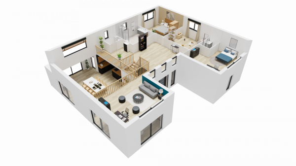 Vue interieure 3D etage maison individuelle a etage R+1 sur mesure haut de gamme ART HOME 11