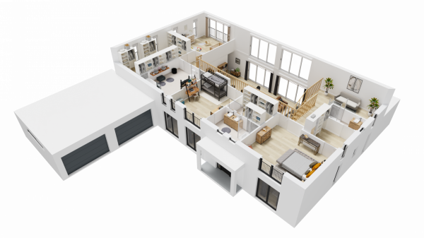 Vue interieure 3D etage maison individuelle a etage sur mesure haut de gamme ART HOME 13 Groupe BDL