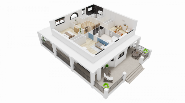 Vue  interieure 3D etage maison individuelle haut de gamme sur mesure a etage R+1 ART HOME 09 Groupe BDL