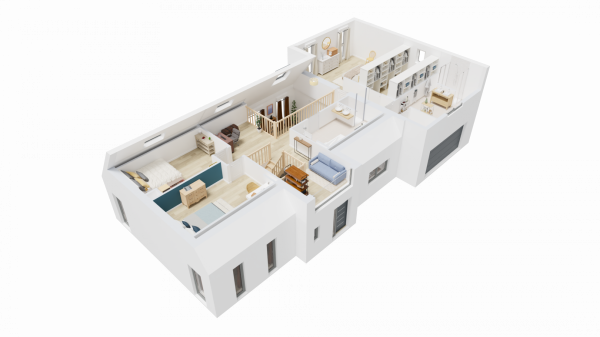 Vue interieure 3D etage maison individuelle sur mesure a etage haut de gamme - ART HOME 6 Groupe BDL