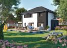 Version enduit & Bois - Facade arriere vue jardin maison individuelle a etage R+1 - FAMILY HOME 144 - Groupe BDL