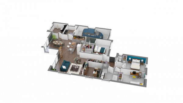 Vue interieure 3D  maison individuelle de plain pied FAMILY HOME 136 Groupe BDL