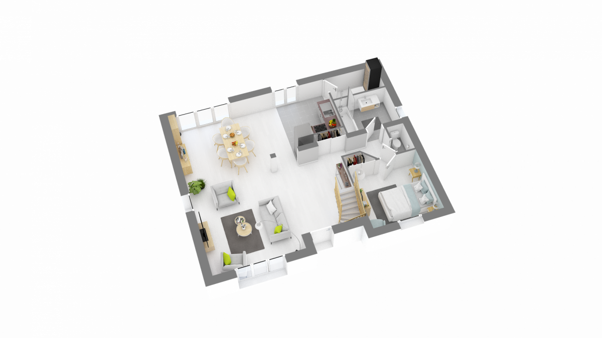Plan de maison 4 chambres modèle Habitat Concept FAMILY 46