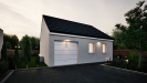 Autre vue facade avant de nuit maison individuelle de plain pied évolutive FLEX HOME 6 (PMR 1 chambre + garage) Groupe BDL