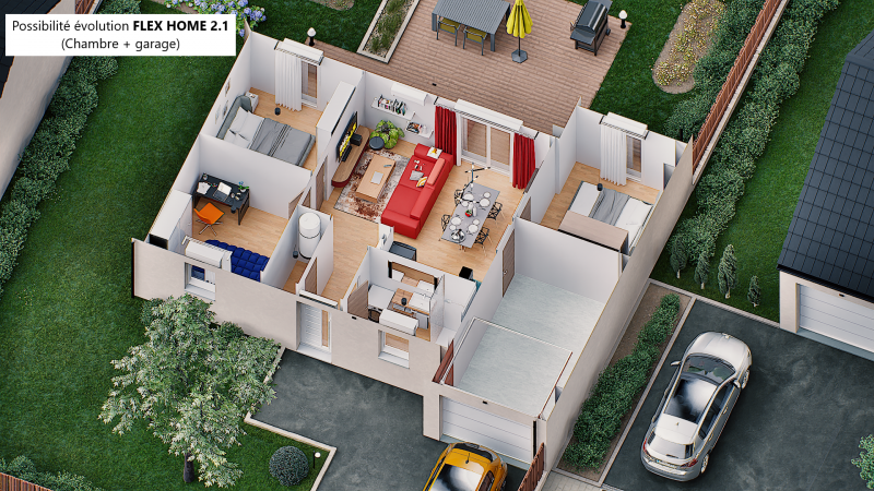 Evolution n°1 : Chambre + garage