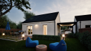 Facade arriere de nuit maison individuelle de plain pied évolutive FLEX HOME 5 (PMR 1 chambre) Groupe BDL