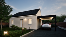 Facade avant de nuit  maison individuelle de plain pied évolutive FLEX HOME 4 (PMR 2 chambres) Groupe BDL