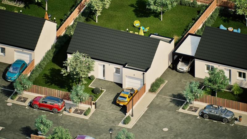 Vue arienne maison individuelle de plain pied évolutive FLEX HOME 2 Groupe BDL