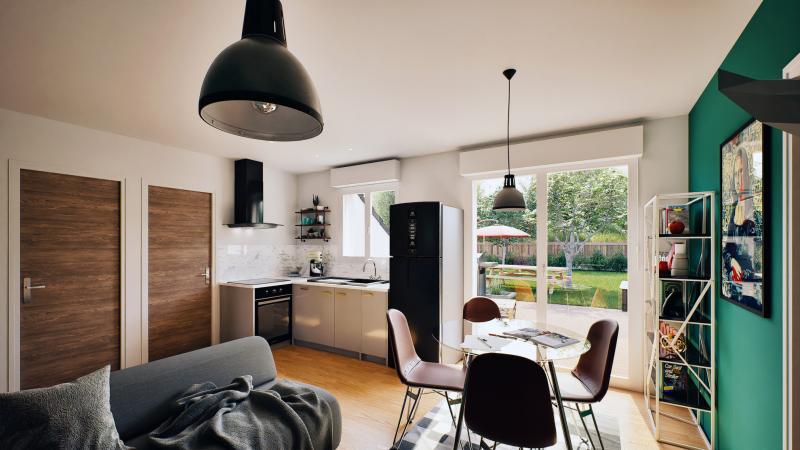 Vue interieure cuisine maison individuelle de plain pied évolutive FLEX HOME 3 Groupe BDL