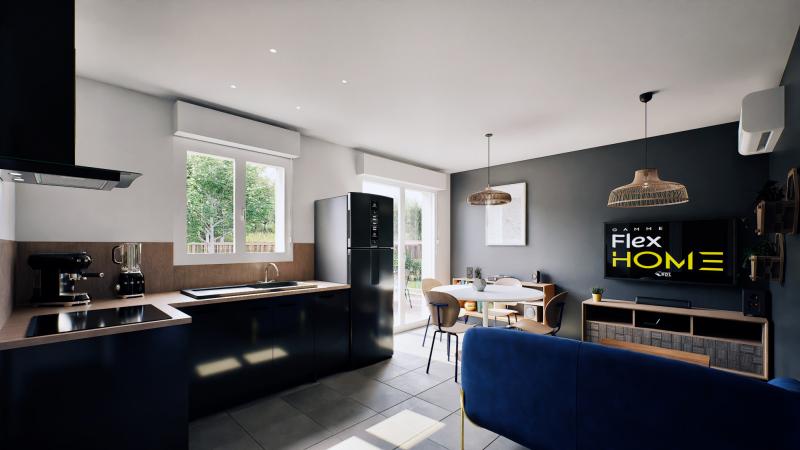 Vue interieure piece de vie  maison individuelle de plain pied évolutive FLEX HOME 4 (PMR 2 chambres) Groupe BDL