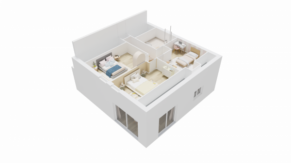 Plan interieur etage 3D maison individuelle contemporaine a etage - FAMILY HOME 150 - Groupe BDL