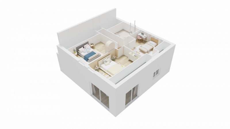 Plan interieur etage 3D maison individuelle contemporaine a etage - FAMILY HOME 150 - Groupe BDL