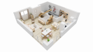 Plan interieur rdc 3D maison individuelle contemporaine a etage - FAMILY HOME 150 - Groupe BDL