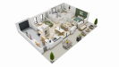 Vue du dessus 3D maison individuelle de plain pied - FAMILY HOME 131 Groupe BDL
