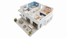 Vue interieure 3D etage maison individuelle a etage R+1 - FAMILY HOME 144 - Groupe BDL
