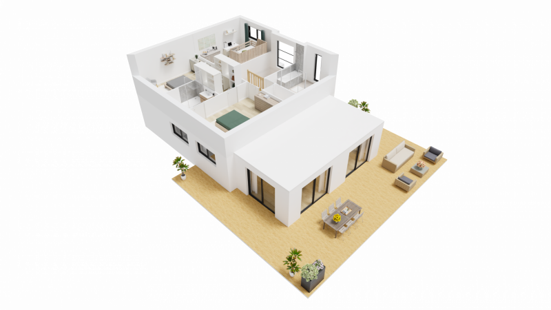 Vue interieure 3D etage  maison individuelle a etage R+1 - FAMILY HOME 148 - Groupe BDL